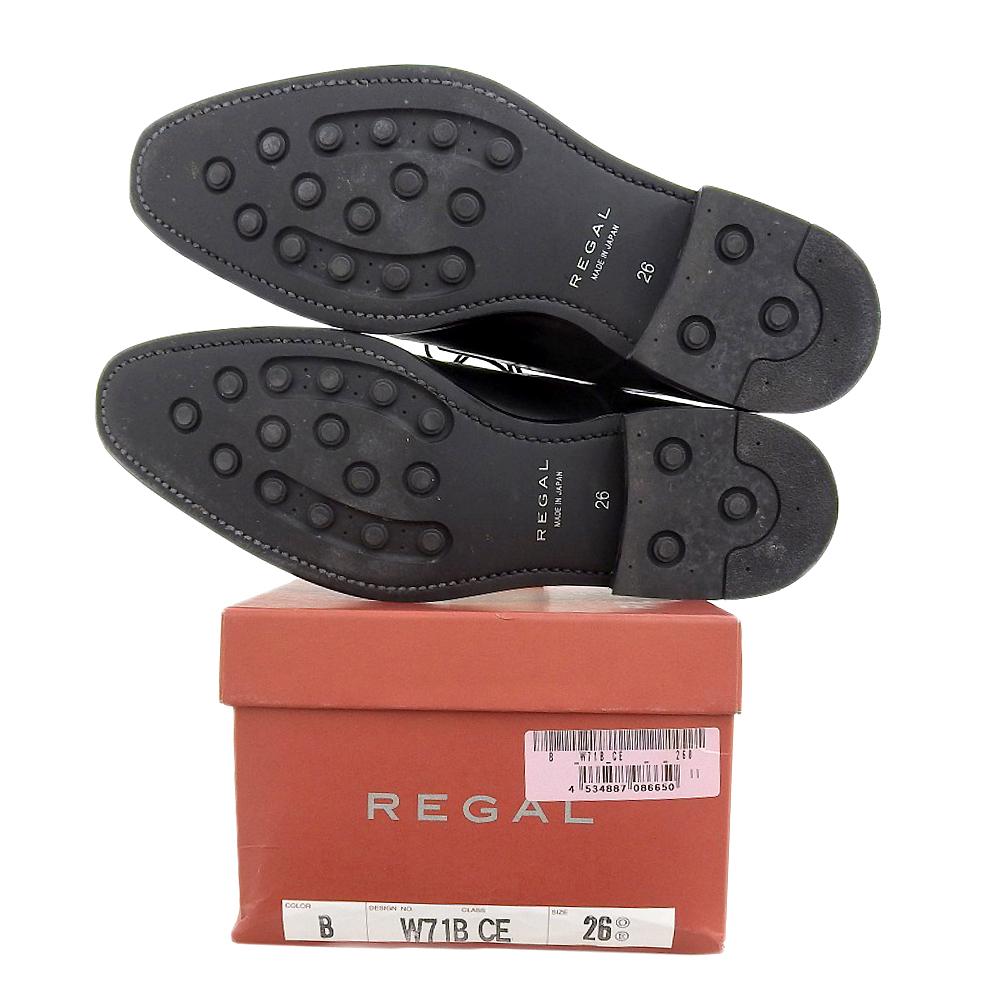 REGAL Men's Black Straight-Tip Dress Shoes with Inner Wings, Size 10.2" W71B shoes black leatherUsed