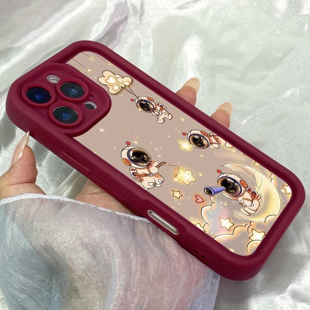 JT32 Astronaut Floating On the Moon Phone for iPhone 17 Pro Max Samsung S26 Ultra FE A17 A16 A07 Xiaomi 15T Redmi Note 14 Pro Plus Soft TPU Case Cover