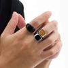 Vnox Men's Stainless Steel Square Ring, 13mm Wide Waterproof Band with Tiger Eye/Glass Stone, Punk Style Thumb Ring Gift for Him