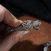 Collector's Grade Handmade Retro Thai Silver Dragon Head Bracelet - High-End Ethnic Fashion Jewelry