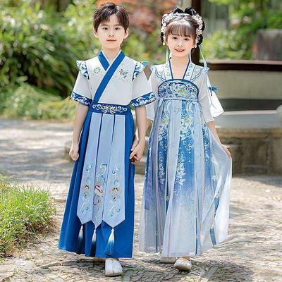 2025 New Style Chinese Hanfu & Tang Suit Set for Kids - Princess Dress & Little Master Costume for Spring and Autumn