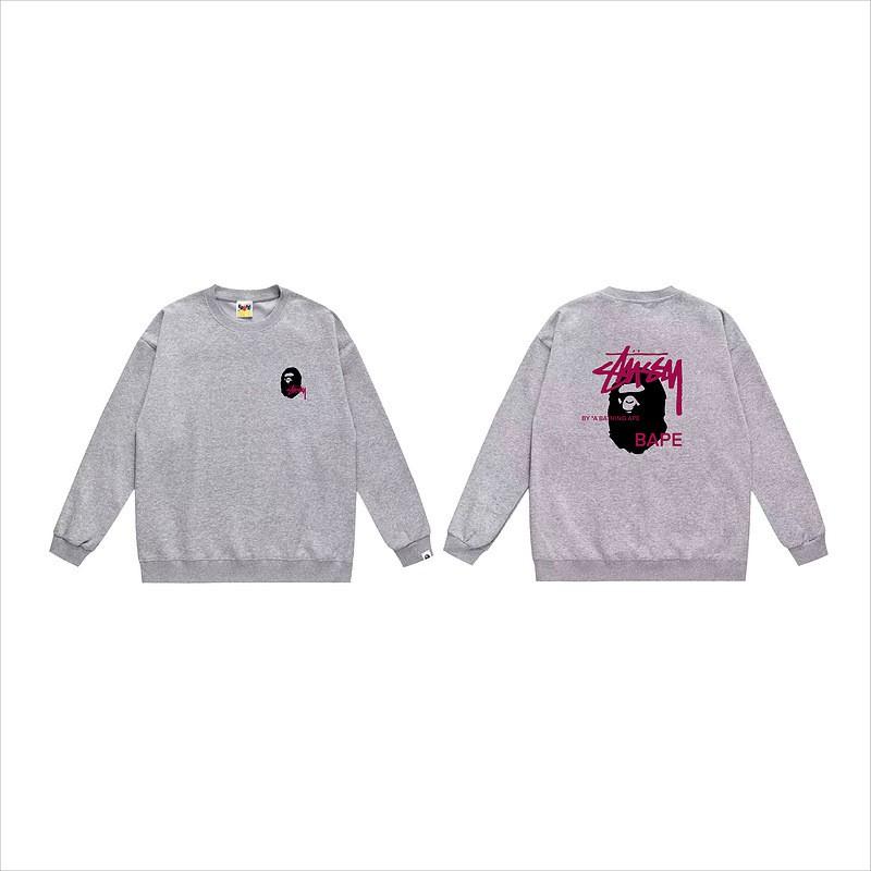Unisex lässiger übergroßer Rundhals-Pullover mit Schriftzug-Print leichter Baumwoll-Hoodie