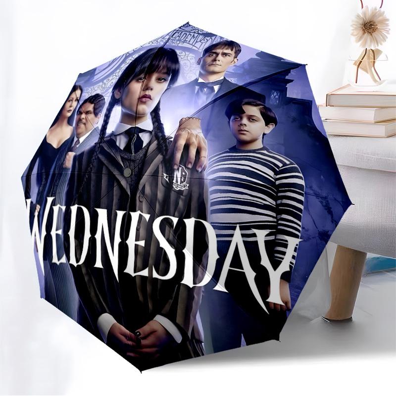 1pc Wednesday Automatic Folding Umbrella, Portable Collapsible Design, Casual Outdoor Accessory L1127118
