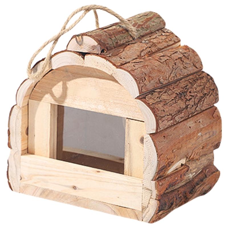 

Small Hanging Bird House for Outdoor Natural Wood Bird Breeding Nest for Garden Shelter Place for Finches Bird Supply S