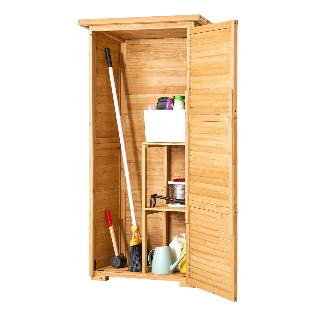 Outdoor Wooden Storage Shed Waterproof Garden Tool Shed 31.5x63.8 Inch