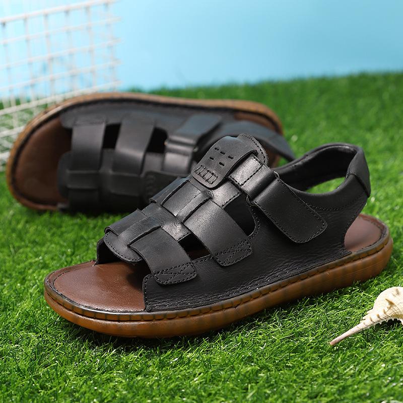 

2025 direct supply large size sandals men s summer 2021 new casual men s shoes microfiber leather Roman men s breathable shoes 38
