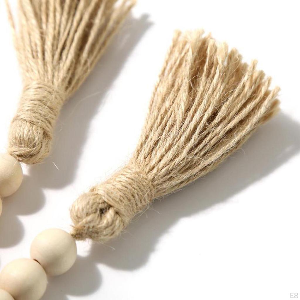 Bohemian Wood Bead Tassel Garland - Home Decor Piece