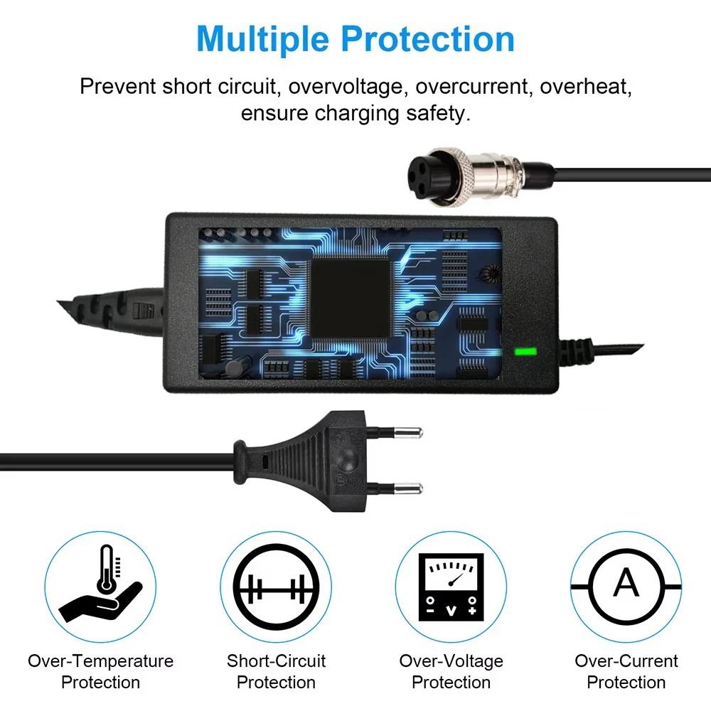 48V 54.6V 2A Electric Scooter Charger Lithium Battery Charger For Smartgyro Speedway, Kugoo M4/M4 Pro, Hitway H5/H5 Pro, UrbanGlide E-Cross Pro, JOYOR