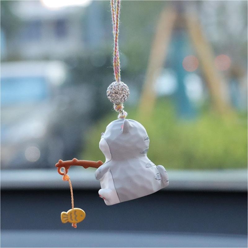 Fishing Cats Car Rear View Mirror Pendant Hanging Ornament Car Decoration Funny Car Interior Decors Gift for Women Men