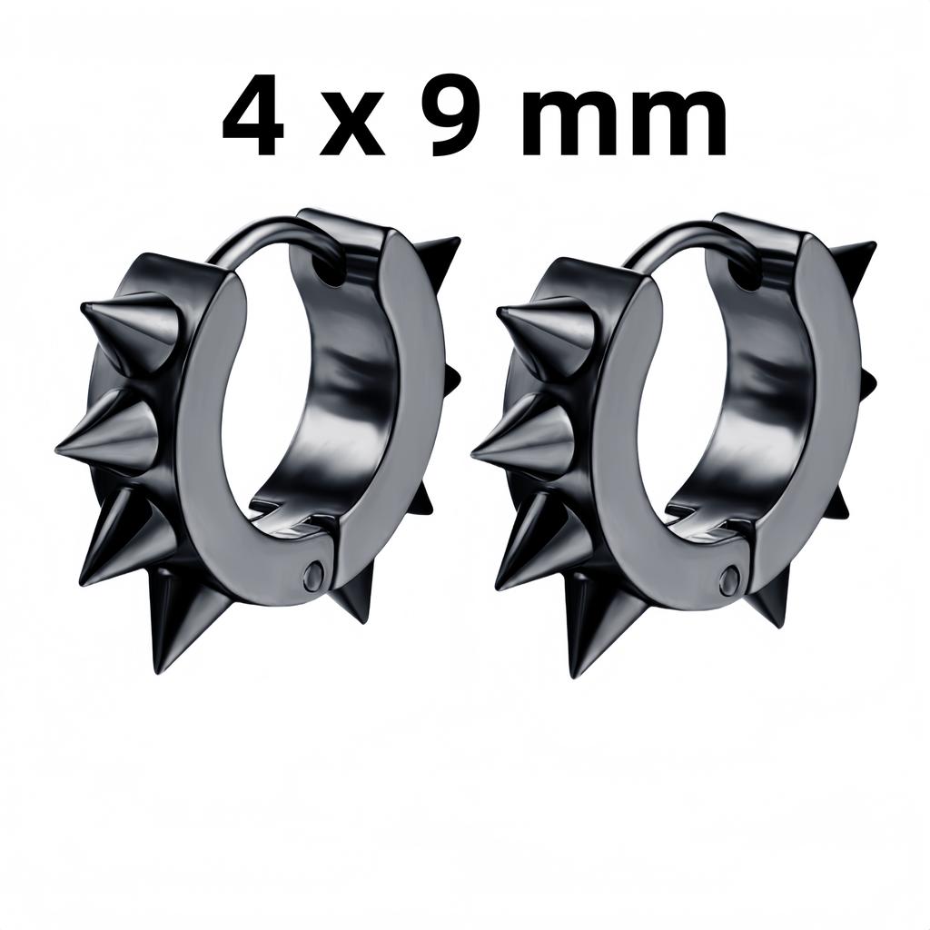2PCS Punk Minimalist Spike Stainless Steel Round Black Male Piercing Hoop Earing for Female Jewelry Accessories Trend New In