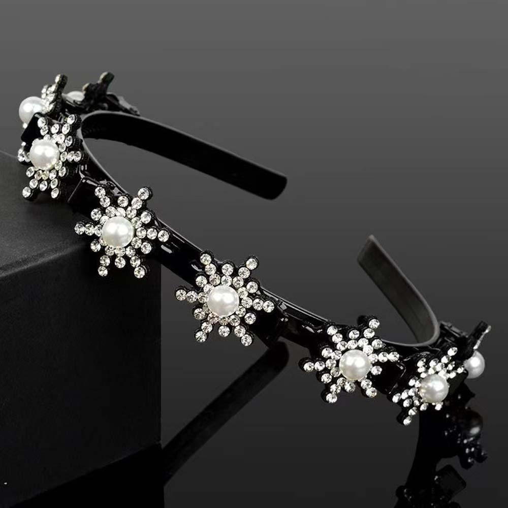 Sweet Women Pearl Hair Hoop Snowflake Star Hairband Fashion Hair Bands with Clips  Daily