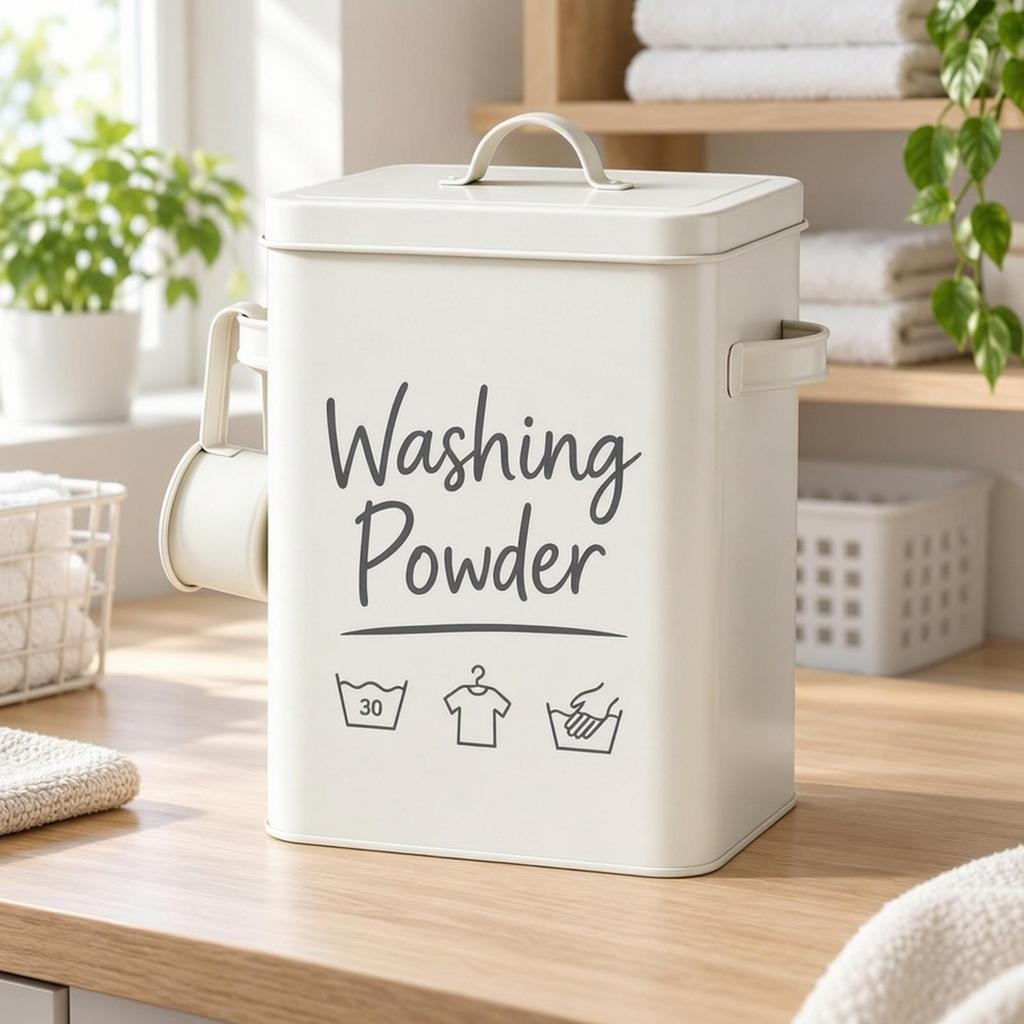 Rectangular Metal Washing Powder Canister with Handles DampresistantResistant Laundry Storage Tin