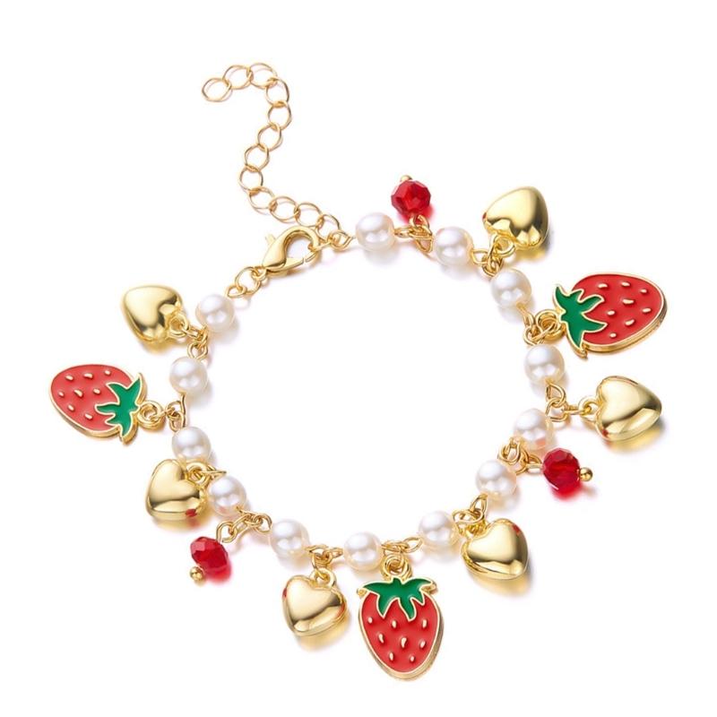 Unique Fruit Bracelet Handmade Heart Beads Bracelet Alloy Texture Adjustable Bracelet for Present and Everyday Wear
