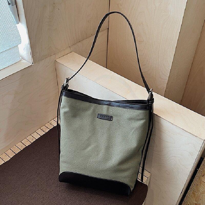 

Новая модная универсальная сумка-ведро на плечо, сумка-мессенджер, женская простая сумка для通勤 высокого класса большой вместимости армия зеленый