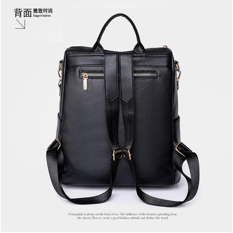 IELGY Korean Version of Temperament Fashionable Soft Leather Women's Backpack, Leisure Travel Large-capacity Student Bag