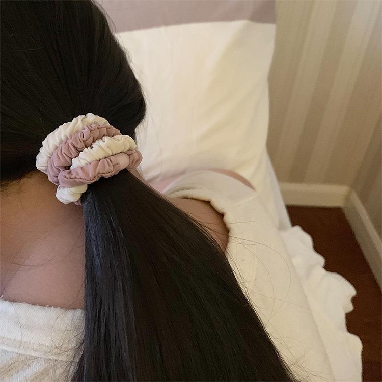 Korean Style Versatile Wrinkled Fabric Hair Tie - Solid Color Rubber Band Accessory