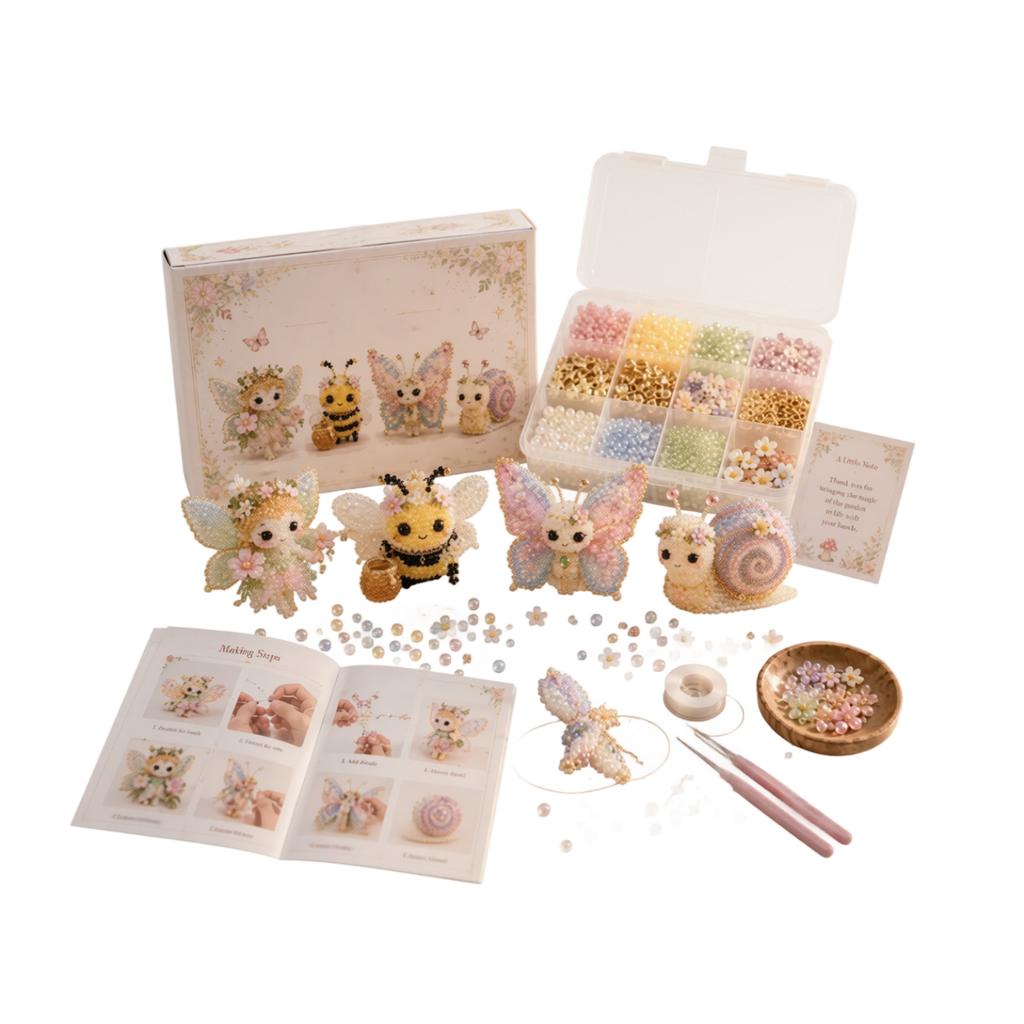 1pc Cute Insect Bead Craft Kit 6cm DIY Handmade Beaded Animal Figures with Tools and Instructions for Creative Hobby and Decoration