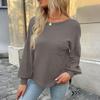 Women's Casual Fashion Long Sleeve Open Back Round Neck Top