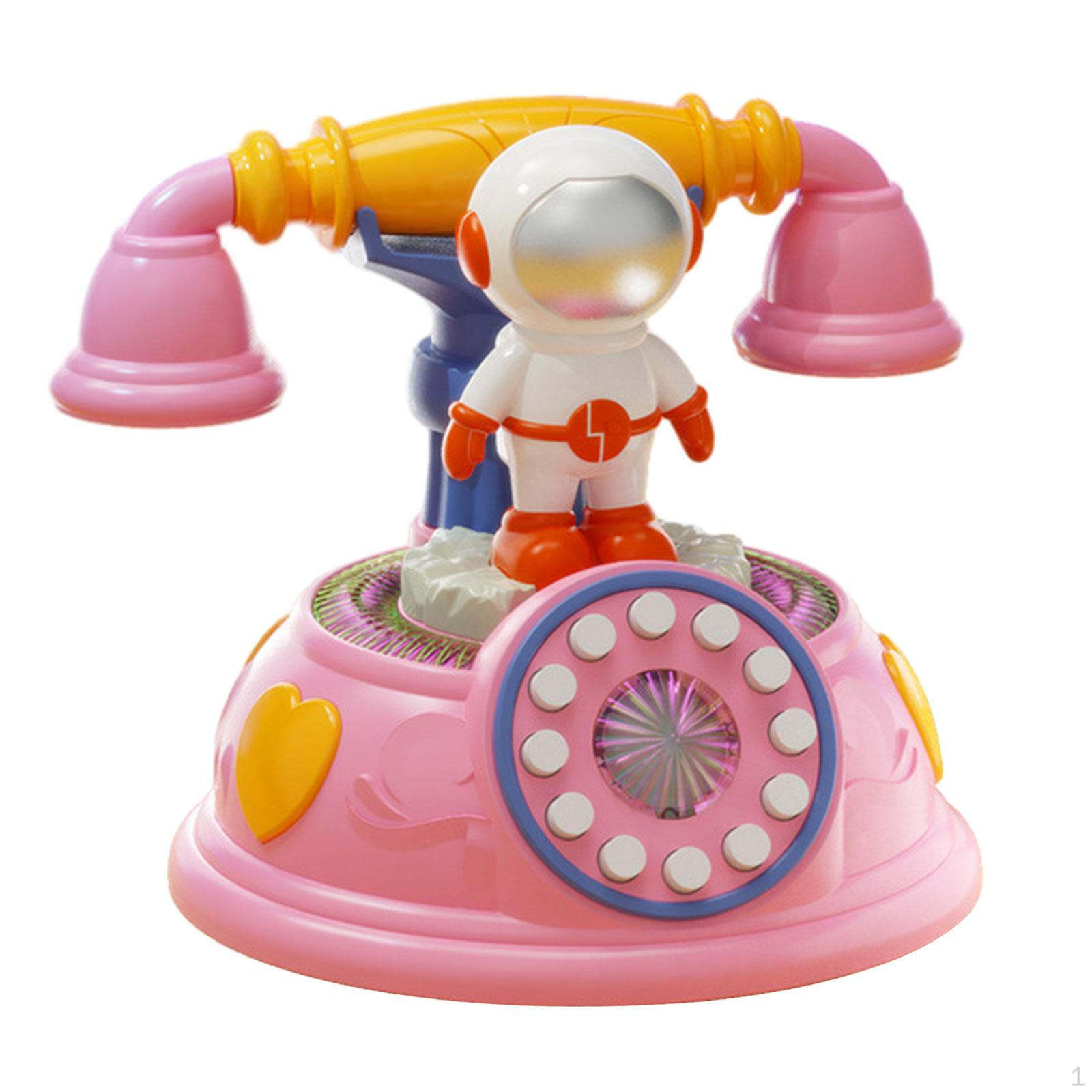 Baby Phone Toy Cartoon Astronaut Children Pretend Early Educational for Creative розовый