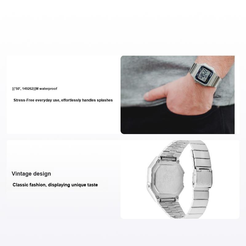 Casio Vintage Series Square Adjustable Watch Strap Quartz Movement Stainless Steel Band Men watches Black B650WD-1A