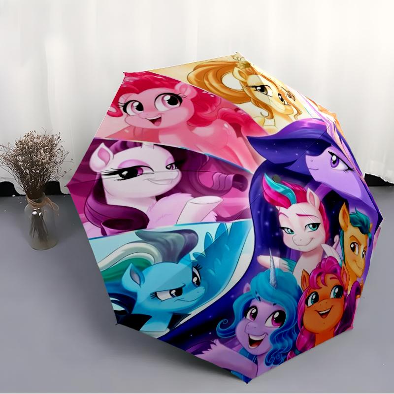 Little Pony Fashionable Automatic Opening/Closing Folding Umbrella. Portable and Foldable, Ideal for Gift, Travel, and Daily Use.