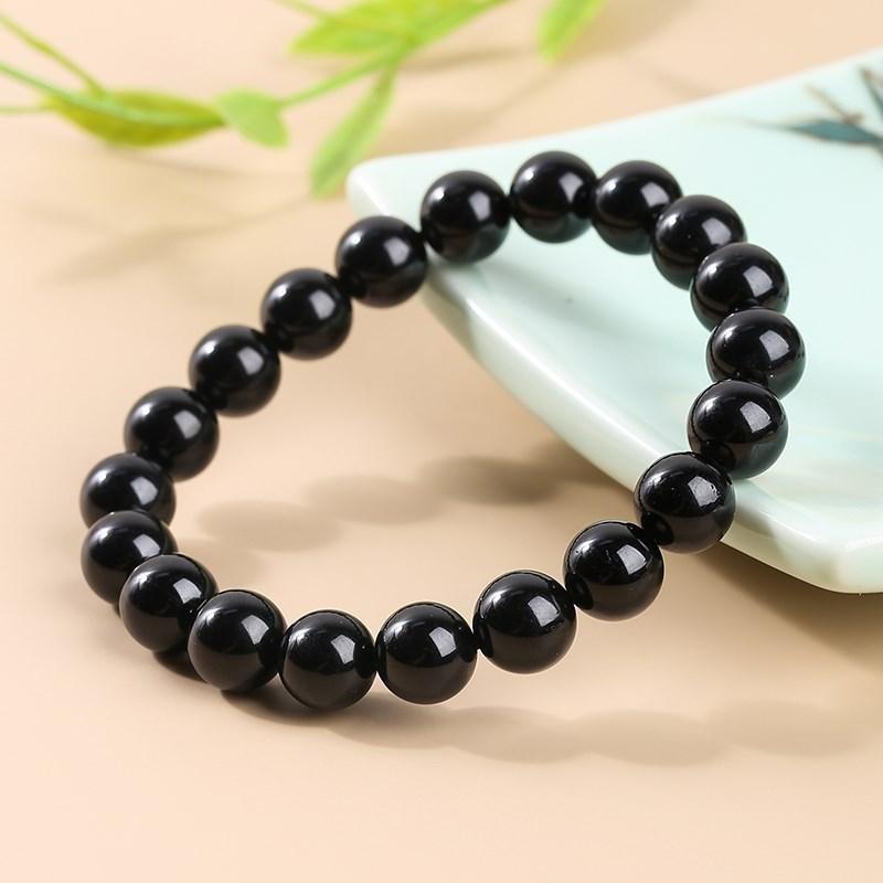 Přírodní kámen 7A Černé turmalínové korálkové náramky Ženy Léčivé krystaly Čakra Jóga Meditace Šperky Náramky Schorl Strand