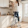 4 Step Ladder, Folding Step Stool with Wide Anti-Slip Pedal and Comfort Handgrip, 150 kg Capacity Portable Aluminum Stepladder, Multi-Use for Kitchen,