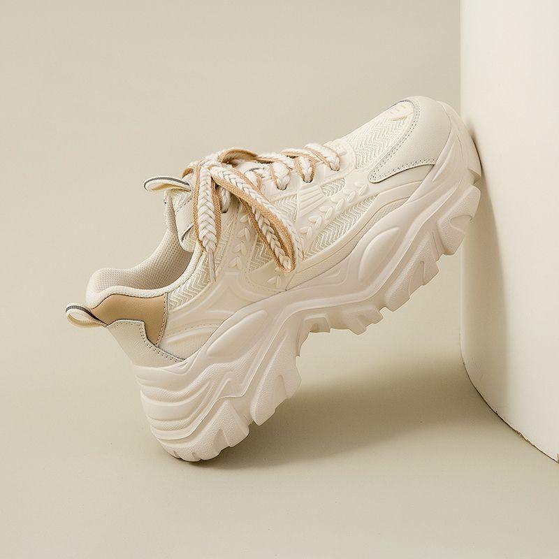 Small Thick-soled Dad Shoes Women's Casual New Summer Thin Mesh Breathable Little White Shoes Heightening Sports Shoes Tide