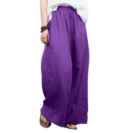 Women Pants Mid Waist Loose Fit Solid Color Wide Leg Lady Trousers for Daily Wear