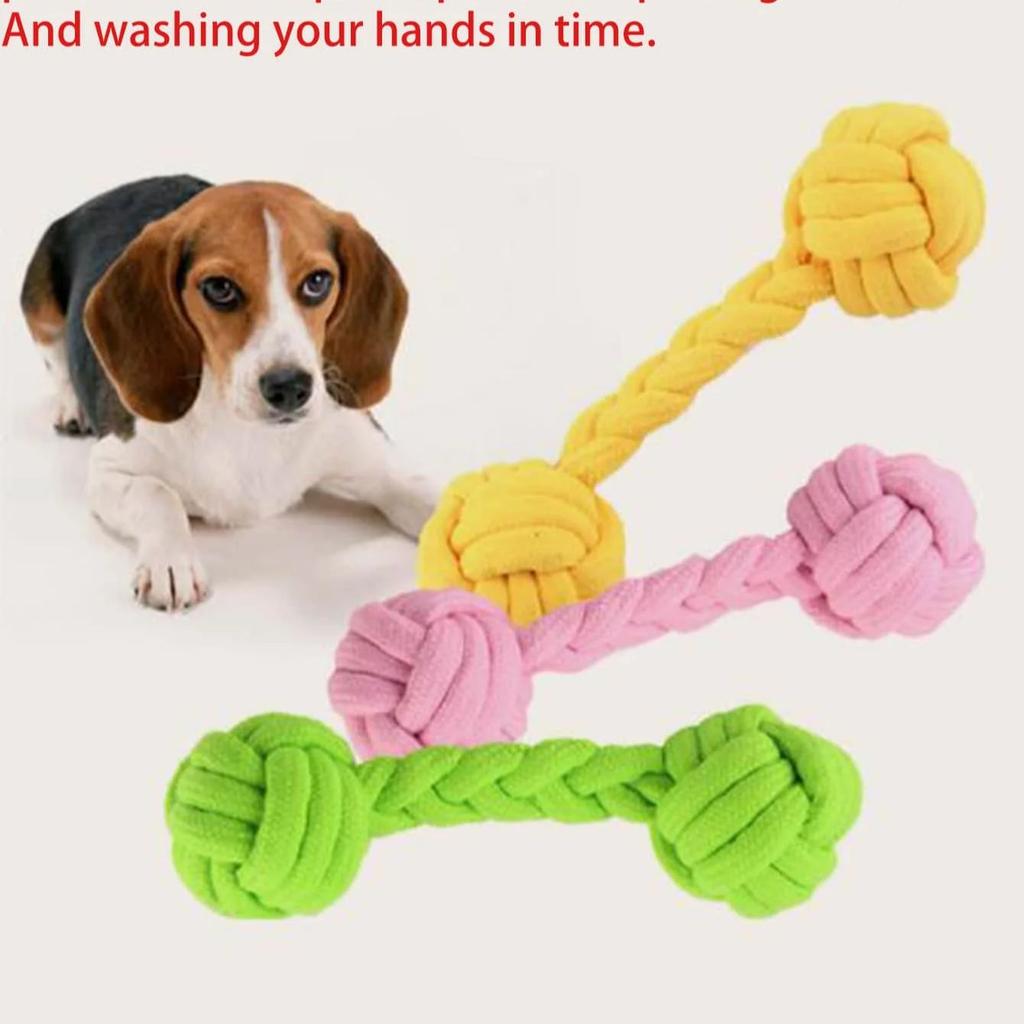 1PC Dog Toy Knot Rope Ball Cotton Rope Dumbbell Puppy Cleaning Teeth Chew Toy Durable Braided Bite Resistant Pet Supplies