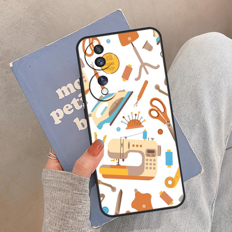 sewing machine tailor pattern Case For Honor Magic 8 Pro 5 6 7 Lite Cover For Honor 200 400 90 70 50 X8a X8b X9a X9b X9c
