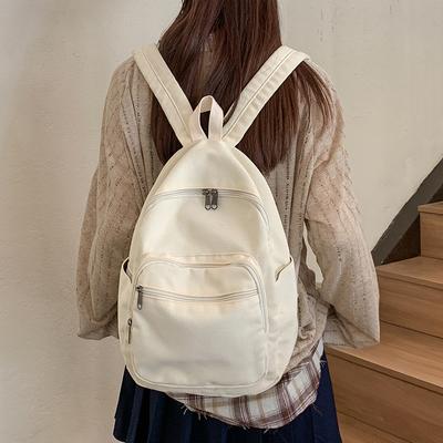 Large Capacity Backpack Solid Color Student Schoolbag Women's Lightweight Backpack