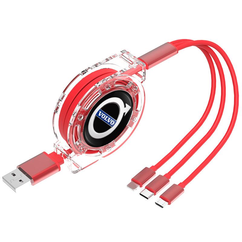 

Car Telescopic 3 In 1 USB Type C Charging Cable Multi Charger For Volvo ES90 EC40 EX40 EM90 XC90 V90 V60 XC60 V40 S80 S60 S90