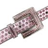 Pink Cross Rhinestone Women's Belt Diamond-set Alloy Acrylic Punk European and American Style Belt