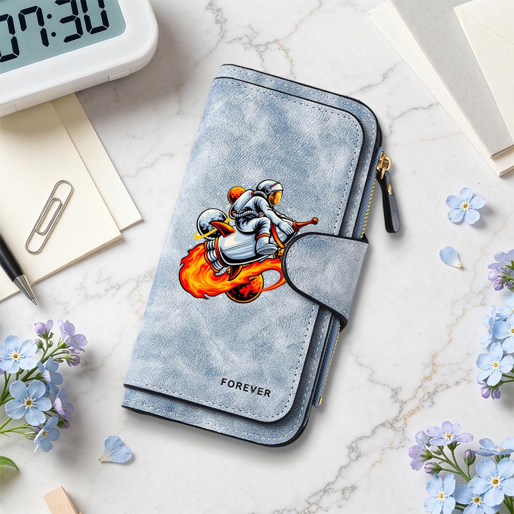 Cartoon Astronaut Purse Fashion Casual Portable Wallet Daily Use Lightweight Card Holder