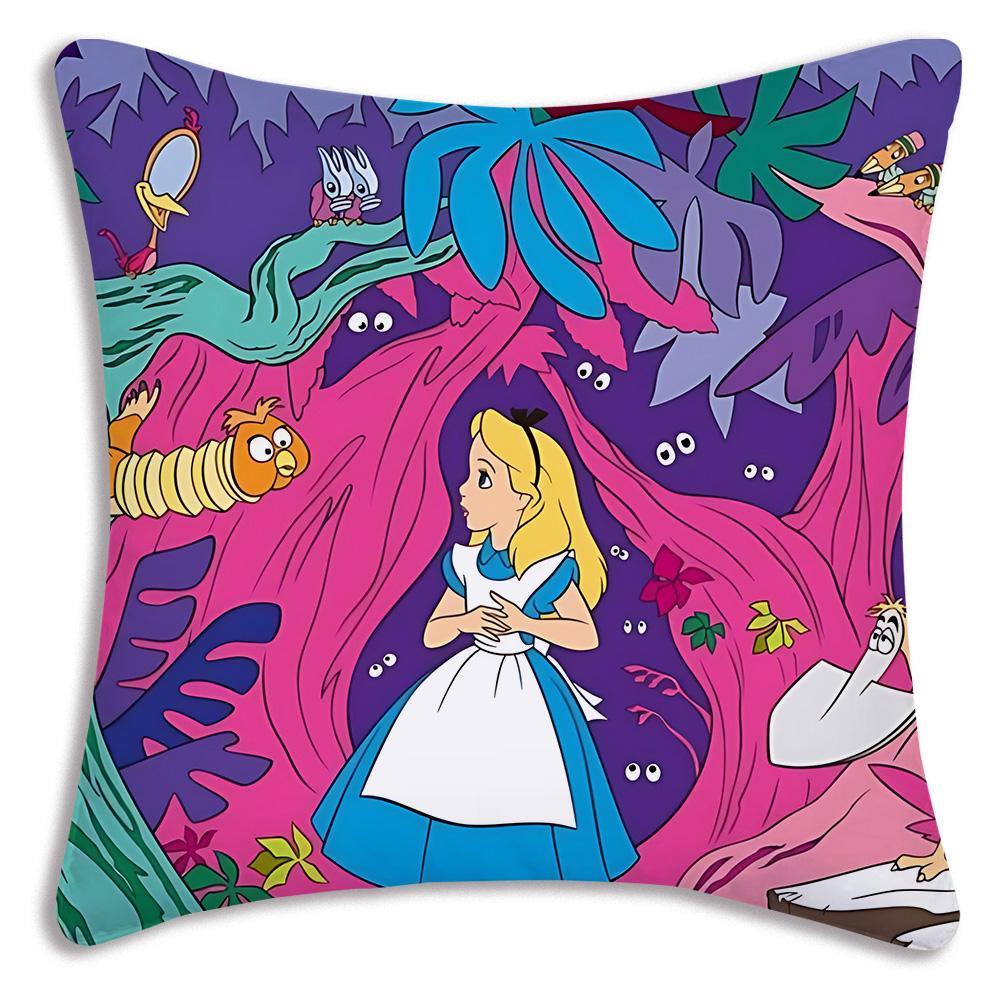 Disney Alice in Wonderland Pillow Covers Cartoon Sofa Decorative Home Double-sided Printing Short Plush Cute Cushion Cover