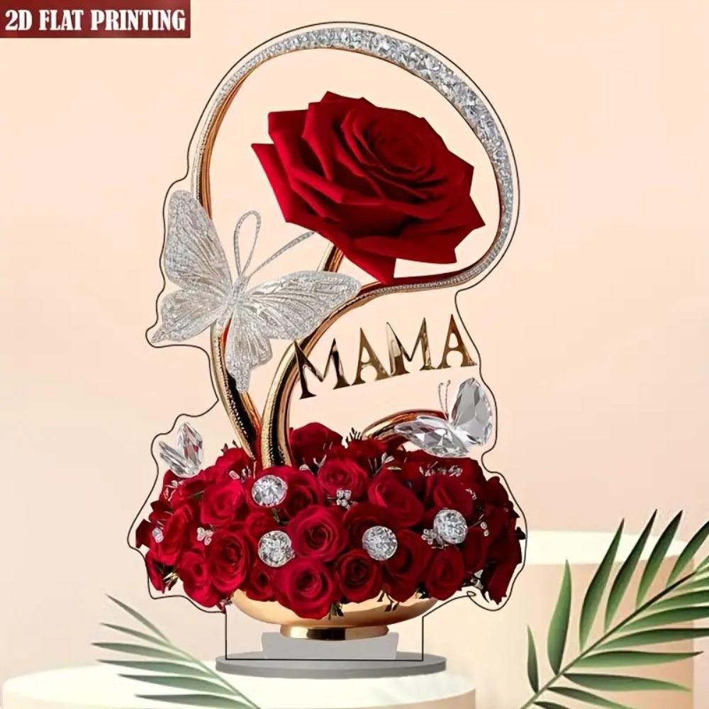 2D Flat Rose Mother's Day Desktop Ornament Gift