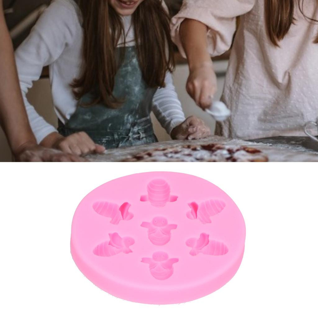 Cake Mold BeeShaped Food Grade Silicone Cake Mold Cake Decoration   Baking Tool(Pink )