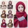 Knitted Snow Hat Integrated Ear Protection Windproof Cap Scarf Neck Warmer Cross Cycling Balaclavas Hat Soft Thicken Outdoor Cap