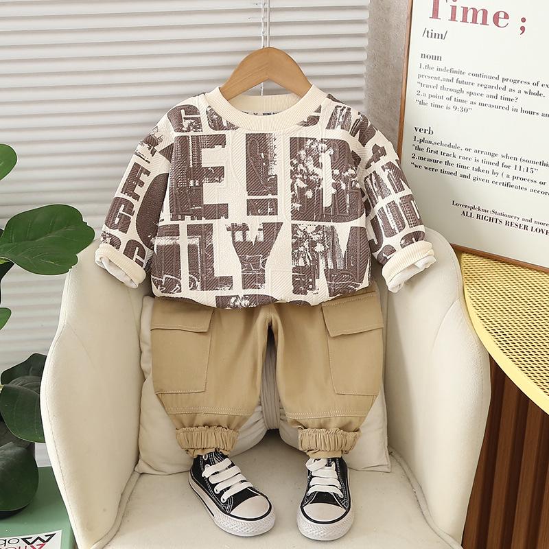 

Комплект из двух предметов: толстовка и брюки для мальчиков, весна 2025 - Стильная детская верхняя одежда 90cm хаки