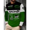 Men's Crew Neck Long Sleeve T-Shirt with Trendy Racing Element Print and  Letter Graphic for Casual Wear, PLUS SIZE