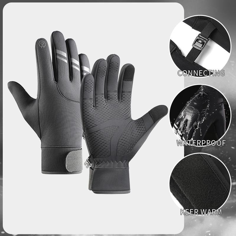 Full Finger Cycling Gloves Winter Gloves Mens Anti Slip Thermal Windproof Mittens