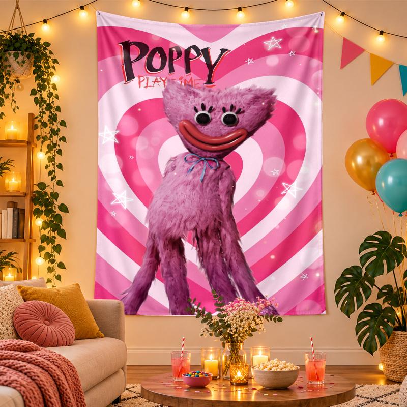 Polyester Wandteppich mit Kissy Missy Design, Dekorative Hängedeko für Schlafzimmer Wohnzimmer Studentenwohnheim