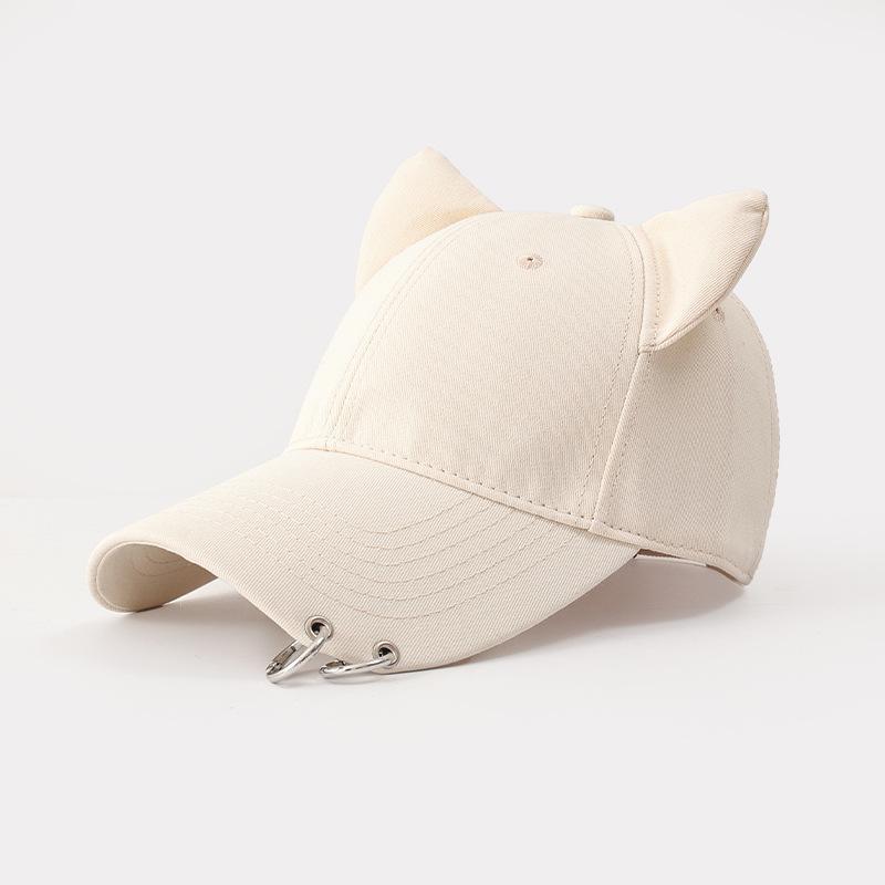 Women Men Korean Cute Cat Ear Design Baseball Cap for Women Premium Cotton Breathable Sun Hat for Spring Summer