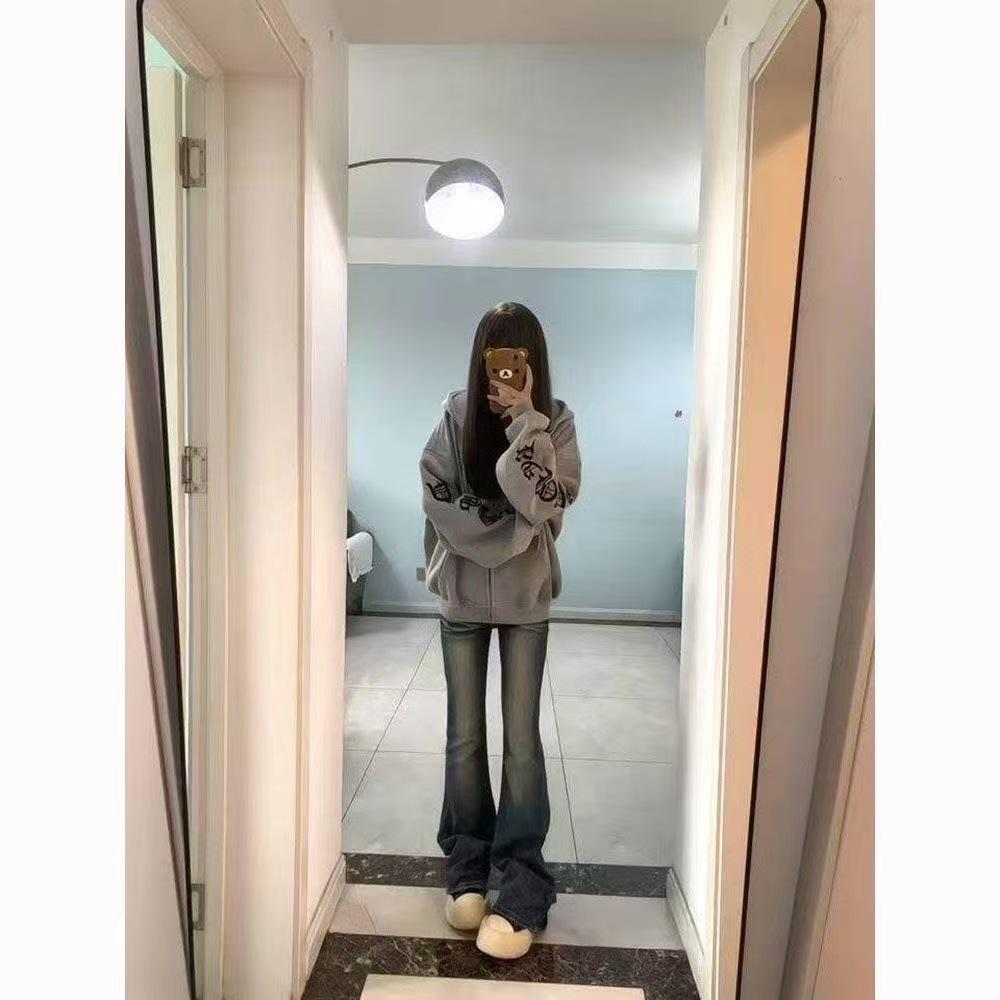 American Style Embroidered Letter Women's Hooded Sweatshirt - New Loose Casual Fit for Autumn and Winter