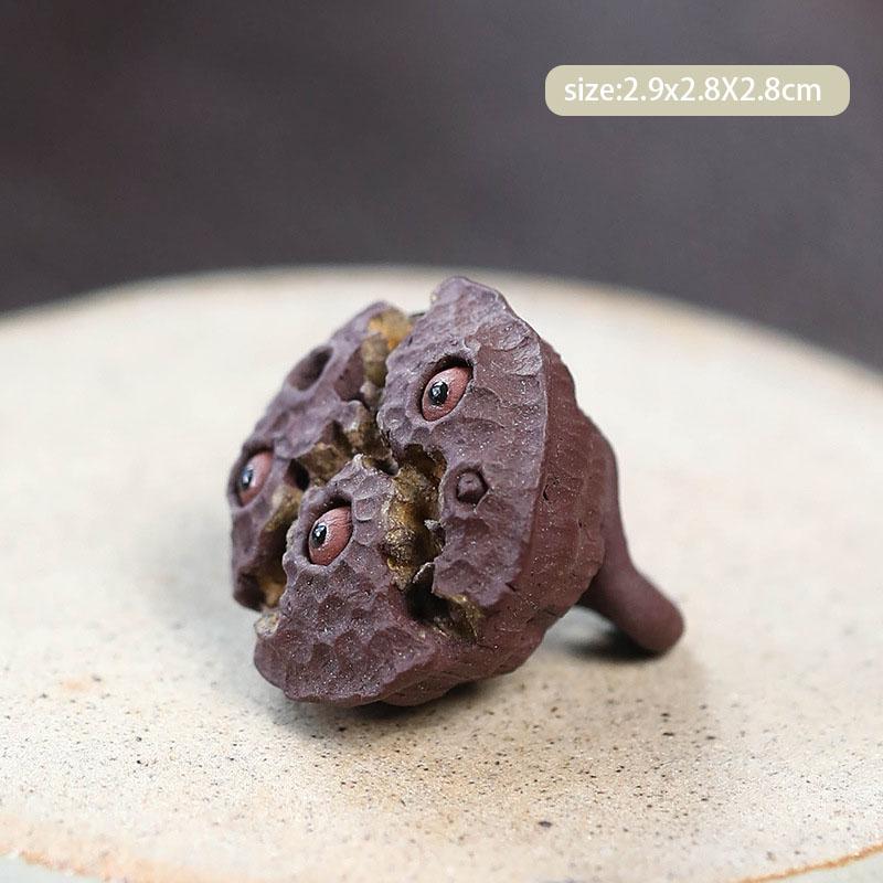 Yixing Handmade Sculpture Purple Clay Tea Pet Lotus Seed Model Figurine Ornaments Desktop Art Tea Ceremony Decors Accessories