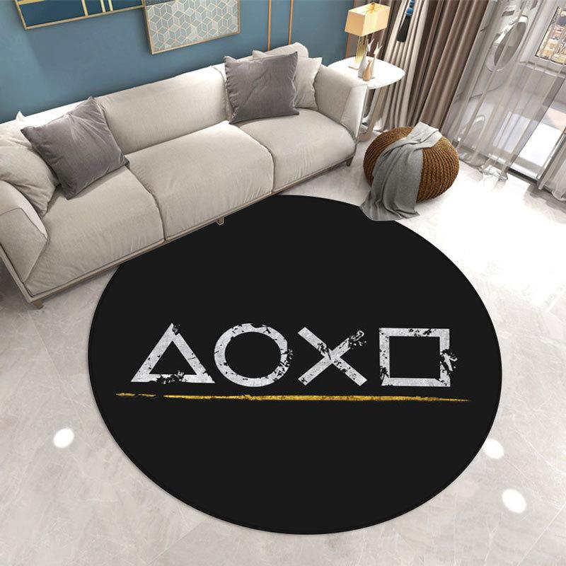 Gamer Living Room Area Rug Round Boys Bedroom Carpet Chair Mat Anit-Slip  Game Console Bathroom Floor Rug Doormat Entrance