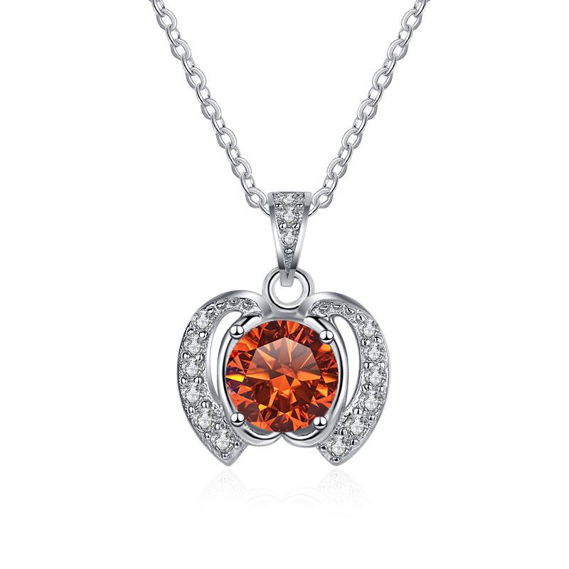 Bague Ringen Trend Women's 1 Carat Round Moissanite Necklace Apple Shaped Pendant Clavicle Chain Silver 925 Jewelry For Christmas