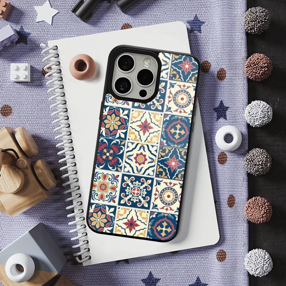 Tile Moroccan For iPhone Mini,13,Max,11,15,17,14,Plus,12,Pro,16,For Magsafe,Magnetic Wireless Charging Case