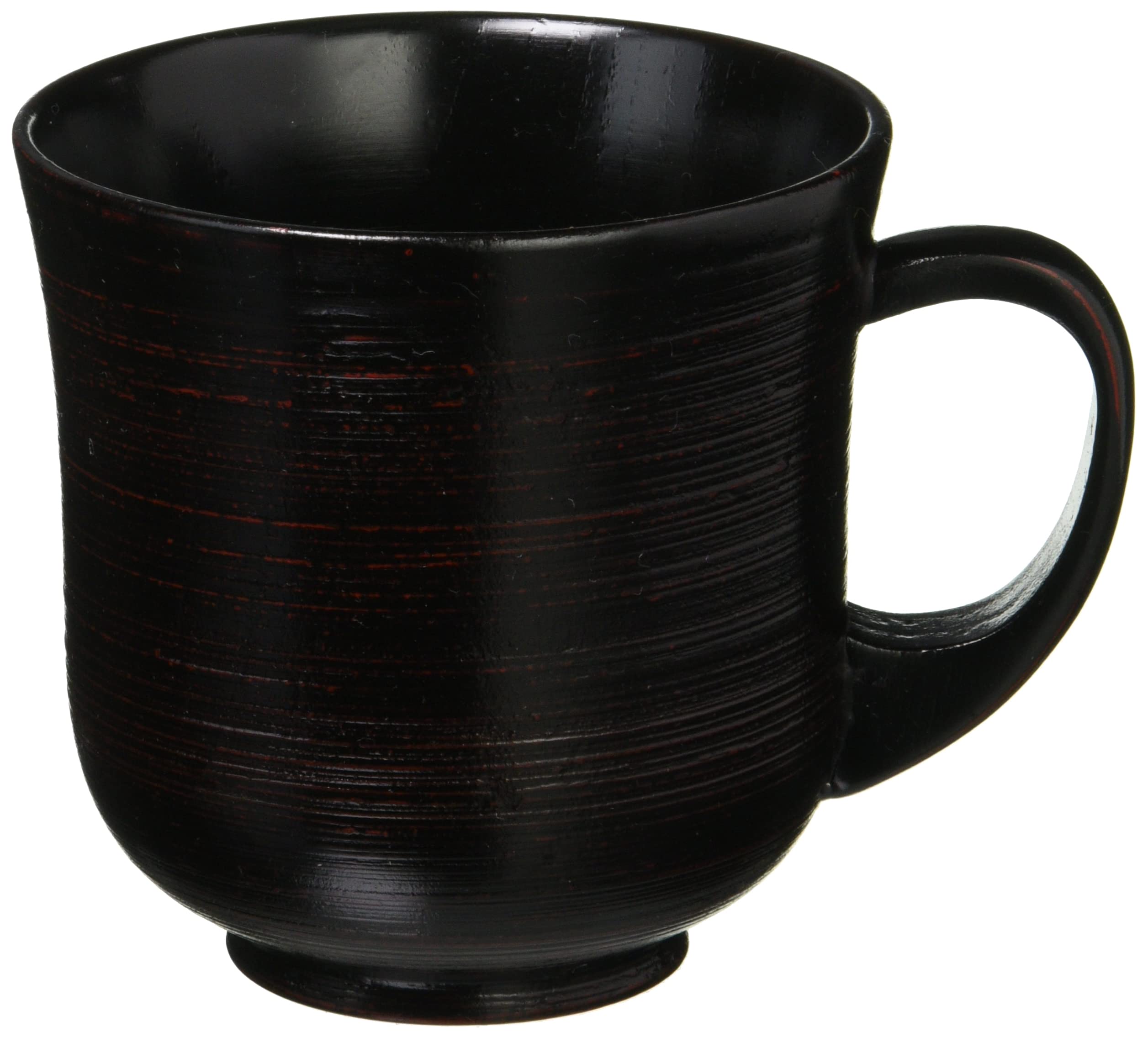 Nagao Handled Lacquer Brushstroke Pattern Cup, Mug, Black, Wooden, WK-X5